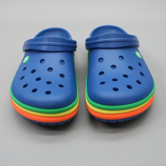 Crocs Men\'s 10/Women\'s 12 Rainbow Multicolor Retro Pride Platform Slides Clogs main image 8